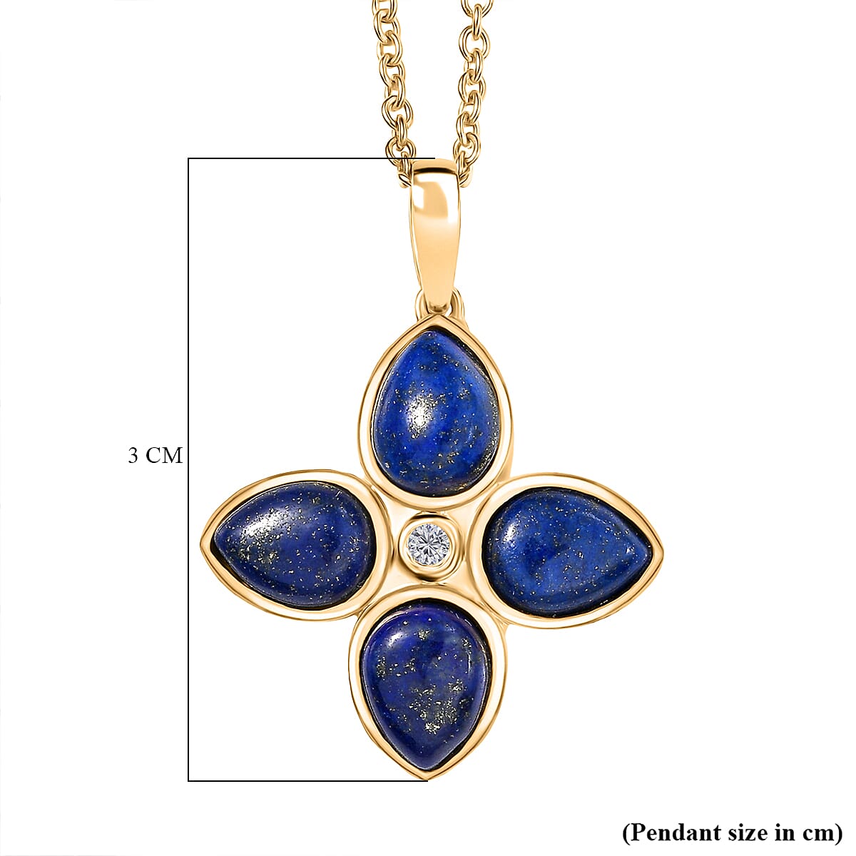 Lapis Lazuli &amp; White Zircon Pendant with Chain (Size 20) in Yellow Gold Plating 6.55 Ct. 4402855 7