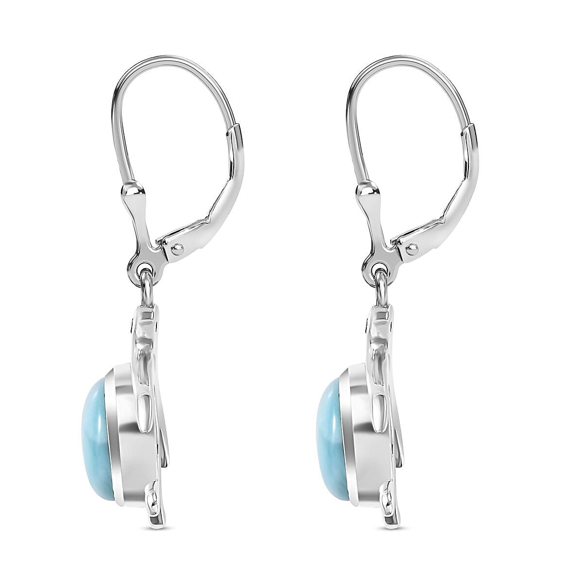 Larimar, Black Spinel Penguin Earrings in Rhodium Overlay Sterling Silver 7829926 5