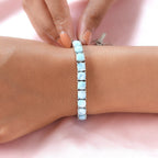 Larimar Tennis Bracelet (Size - 8) in Platinum Overlay Sterling Silver 35.00 Ct, Silver Wt. 13.27 Gms.
