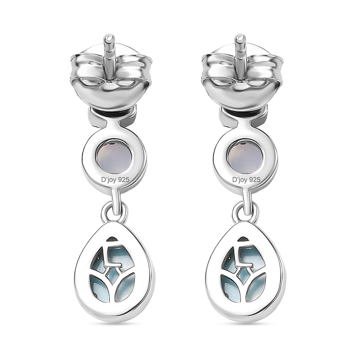Larimar, Ethiopian Opal &amp; African Amethyst Stud Push Post Ethereal Drops Earring in Rhodium Overlay Sterling Silver 2.31 Ct. 8195026 5