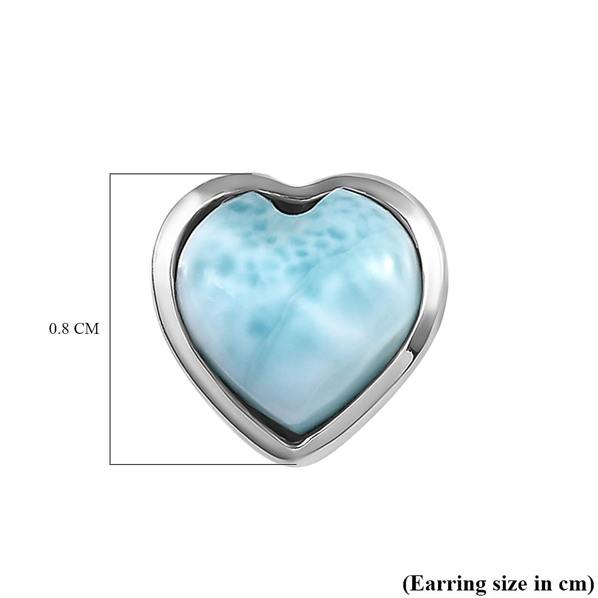 Larimar Heart Stud Earrings (With Push Back) in Platinum Overlay Sterling Silver 2.03 Ct. 7170429 5