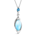 Larimar & London Blue Topaz Pendant with Chain (Size 20) in Platinum Overlay Sterling Silver 2.75 Ct.