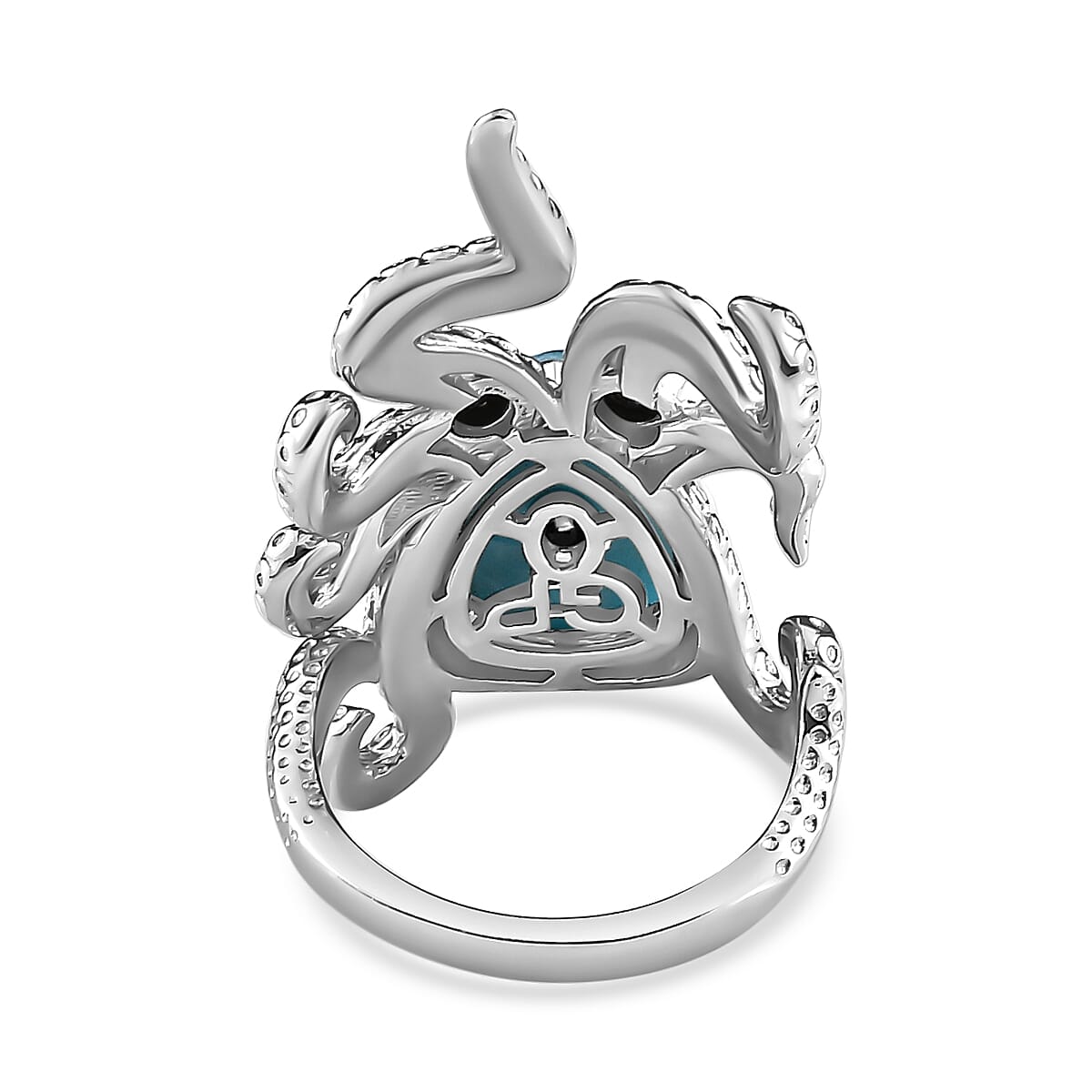 GP Collection Larimar and Multi Gemstone Ring in Platinum Overlay Sterling Silver 7.26 Ct, Silver Wt. 8 Gms 7548157 5