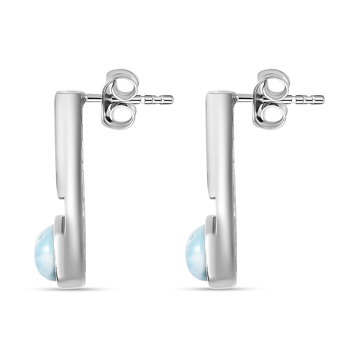 Larimar and Multi gemstone Earrings in Platinum Overlay Sterling Silver 2.00 Ct 7713171 4