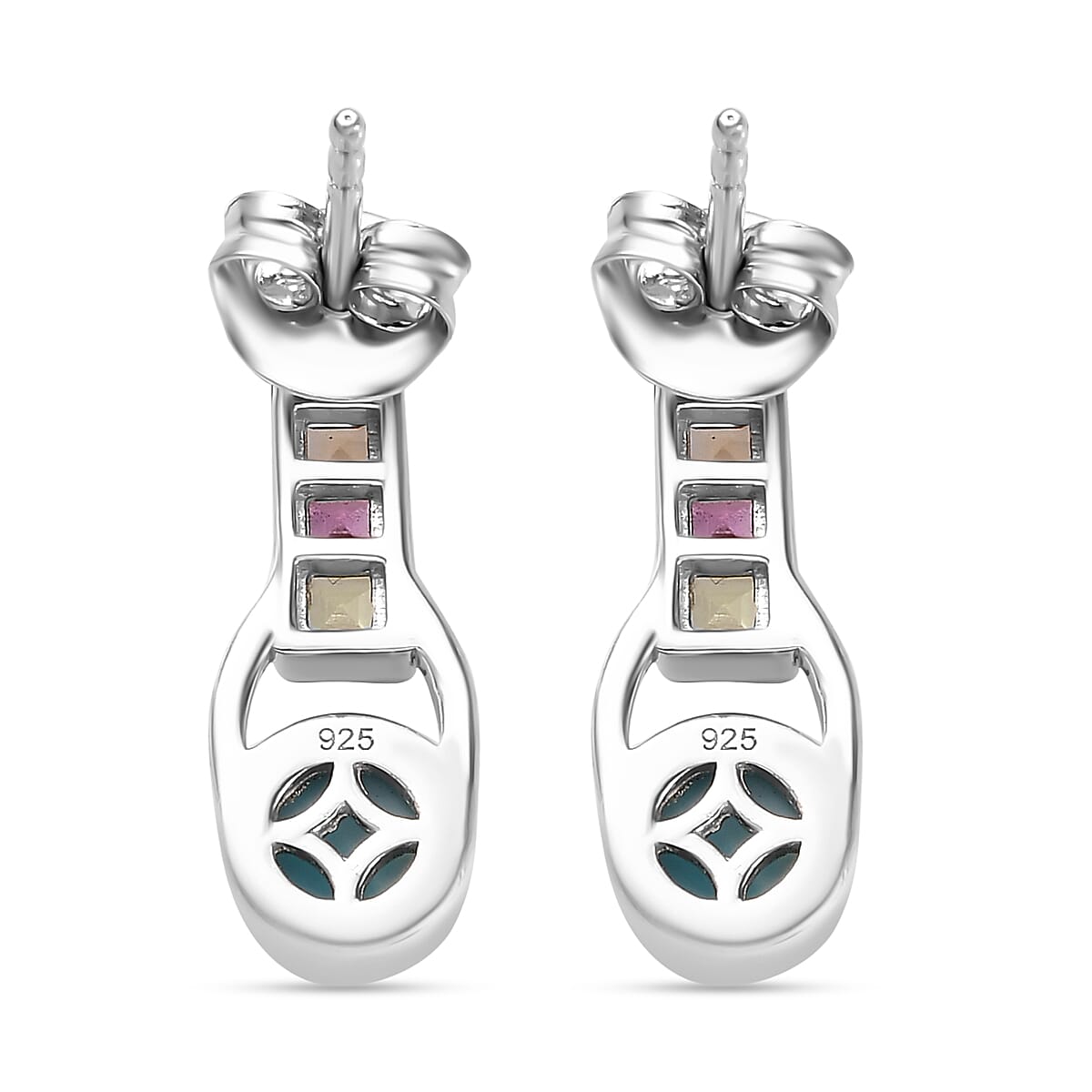 Larimar and Multi gemstone Earrings in Platinum Overlay Sterling Silver 2.00 Ct 7713171 5