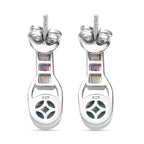 Larimar & Multigemstone Earrings in Platinum Overlay Sterling Silver 2.00 Ct