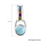 Larimar & Multigemstone Earrings in Platinum Overlay Sterling Silver 2.00 Ct