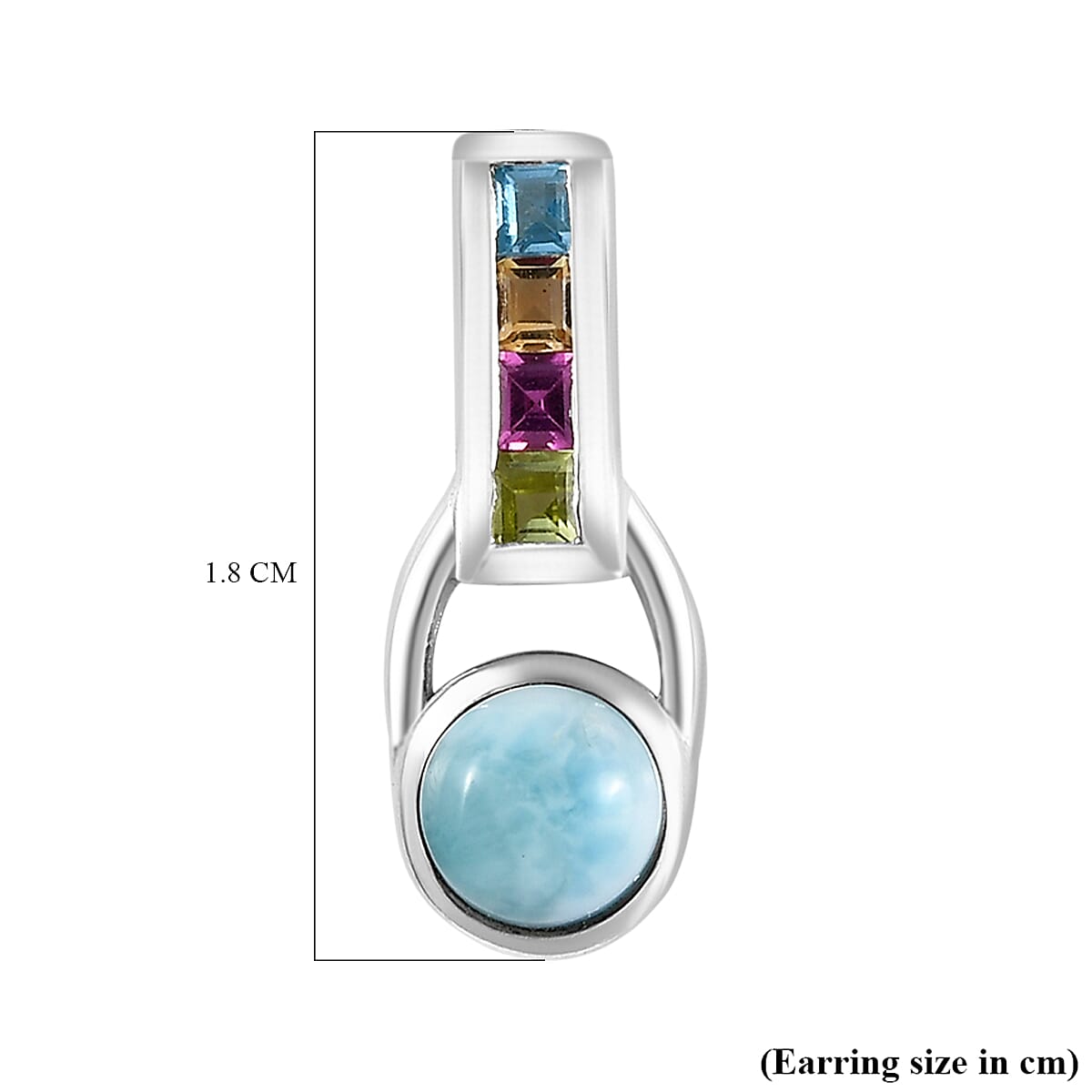 Larimar and Multi gemstone Earrings in Platinum Overlay Sterling Silver 2.00 Ct 7713171 6