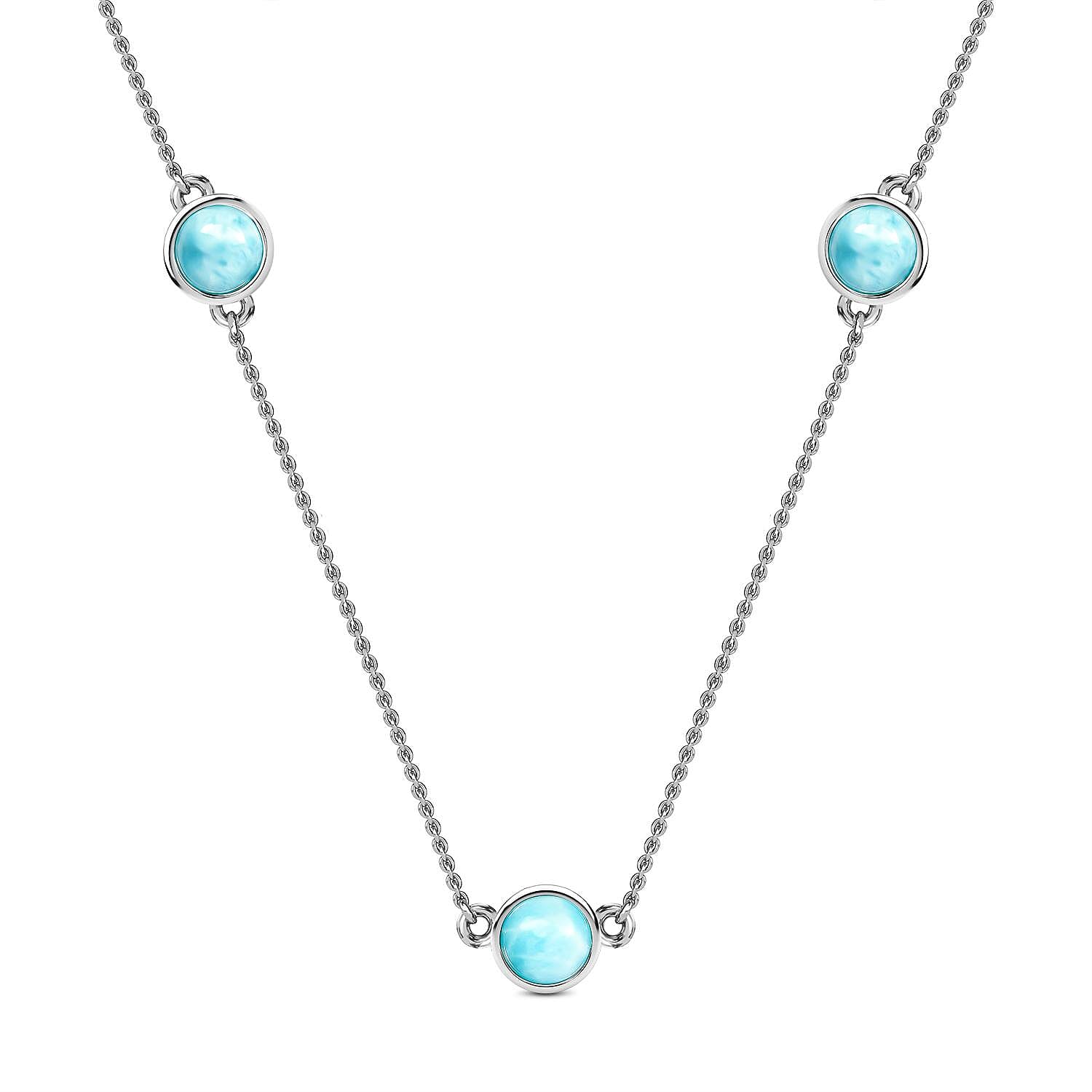 Larimar Necklace (Size - 30) in Platinum Overlay Sterling Silver 23.65 Ct. 7165743 0