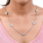 Larimar Necklace (Size - 30) in Platinum Overlay Sterling Silver 23.65 Ct.