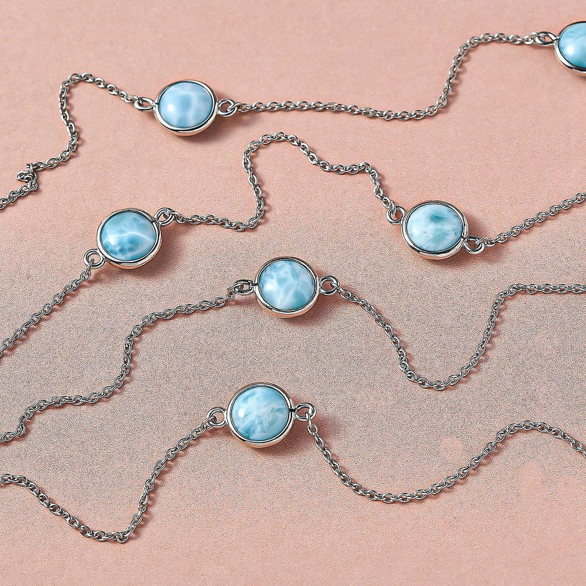 Larimar Necklace (Size - 30) in Platinum Overlay Sterling Silver 23.65 Ct. 7165743 3
