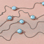 Larimar Necklace (Size - 30) in Platinum Overlay Sterling Silver 23.65 Ct.