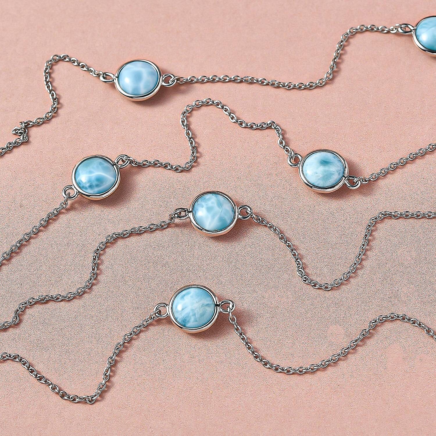 Larimar Necklace (Size - 30) in Platinum Overlay Sterling Silver 23.65 Ct. 7165743 3