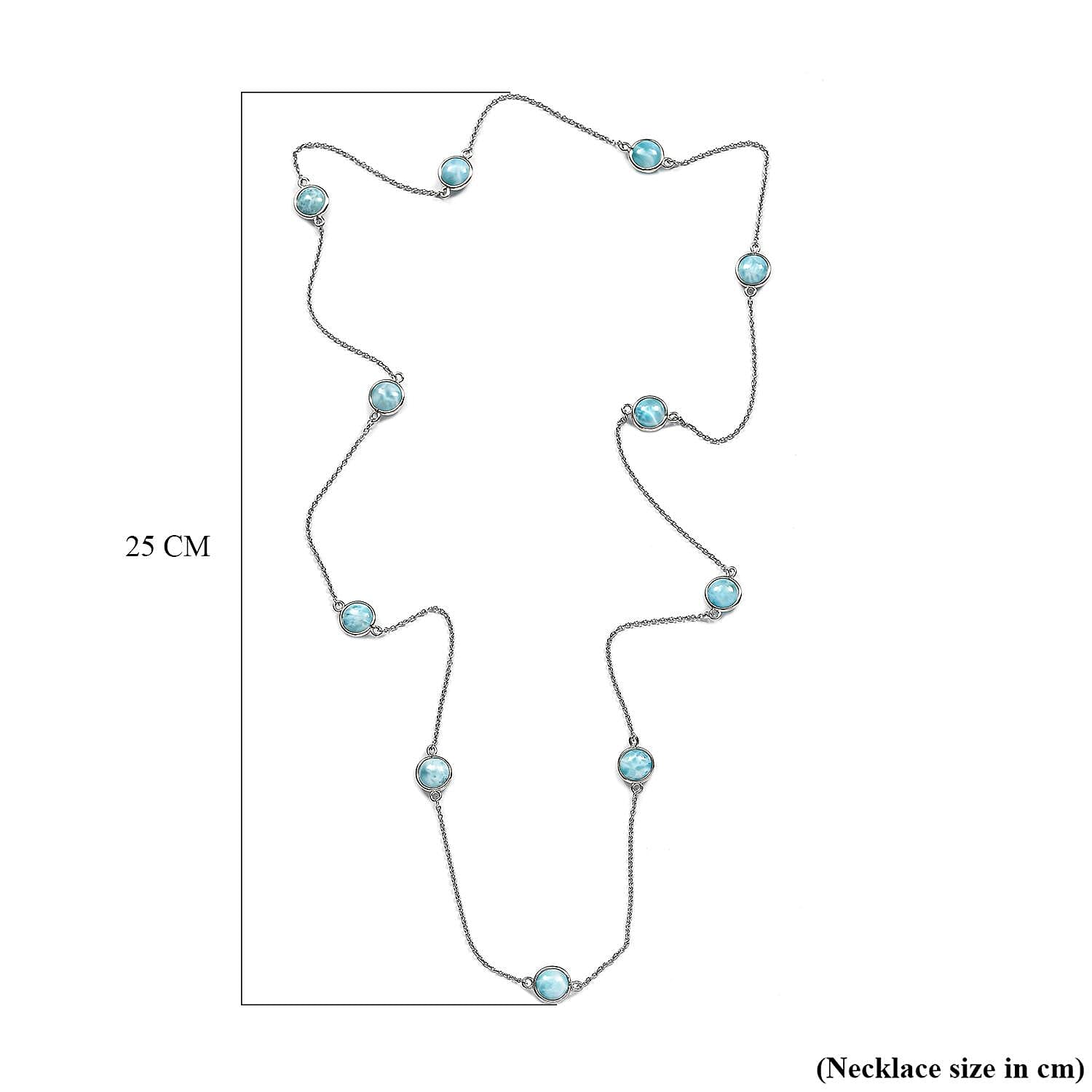 Larimar Necklace (Size - 30) in Platinum Overlay Sterling Silver 23.65 Ct. 7165743 4