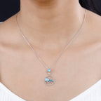 Larimar, Neon Apatite & Natural Zircon Pendant with Chain (Size 20) in Platinum Overlay Sterling Silver 1.23 Ct.