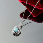 Larimar Water Ripple Pendant with Chain (Size 20) in Rhodium Overlay Sterling Silver 1.72 Ct