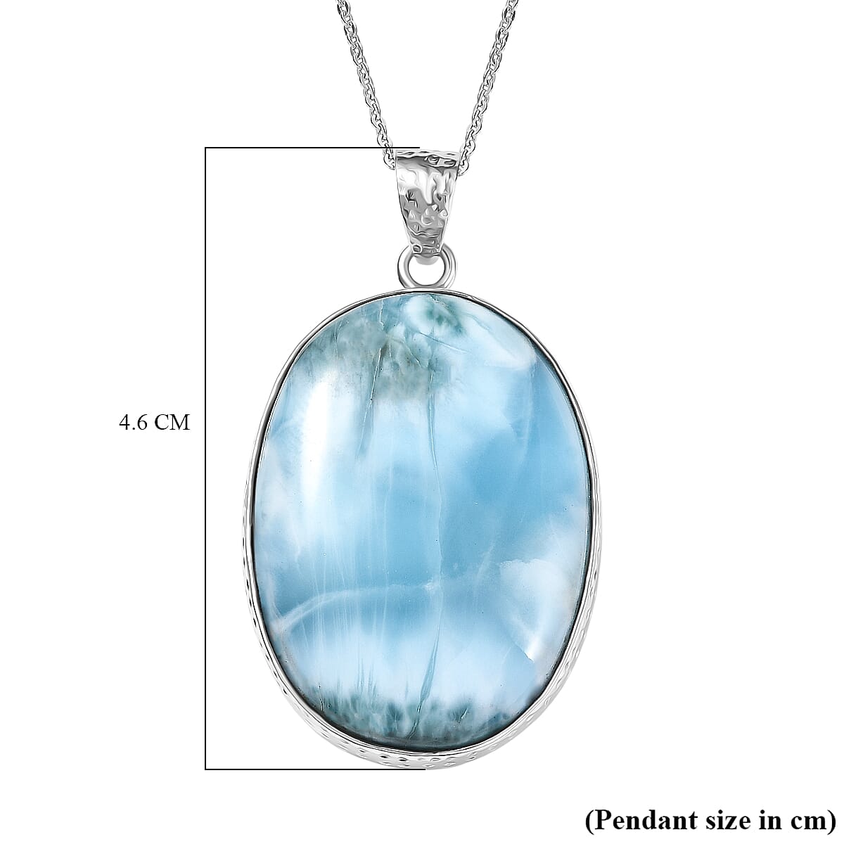 OCEAN'S GLOW - Larimar Pendant with Chain (Size 20) in Rhodium Overlay Sterling Silver 50.00 Ct, Silver Wt. 7.75 Gms. 4399539 7