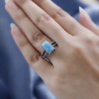 Larimar, Red Garnet and Natural Zircon Ring in Platinum Overlay Sterling Silver 5.23 Ct.