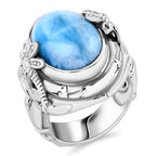 Royal Bali Collection Larimar Solitaire Ring in Sterling Silver 10.13 Ct, Silver Wt. 10.60 Gms.