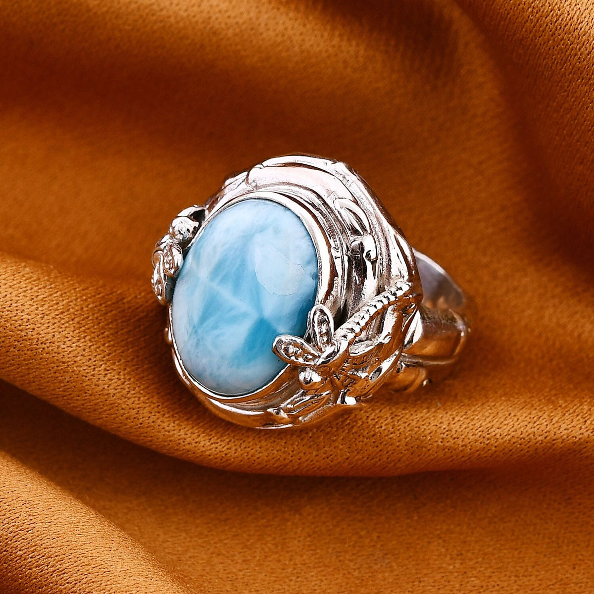 Royal Bali Collection Bamboo Tree Inspired Larimar Ring in Sterling Silver 10.13 ct. 7846400 1