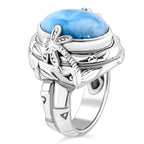 Royal Bali Collection Larimar Solitaire Ring in Sterling Silver 10.13 Ct, Silver Wt. 10.60 Gms.