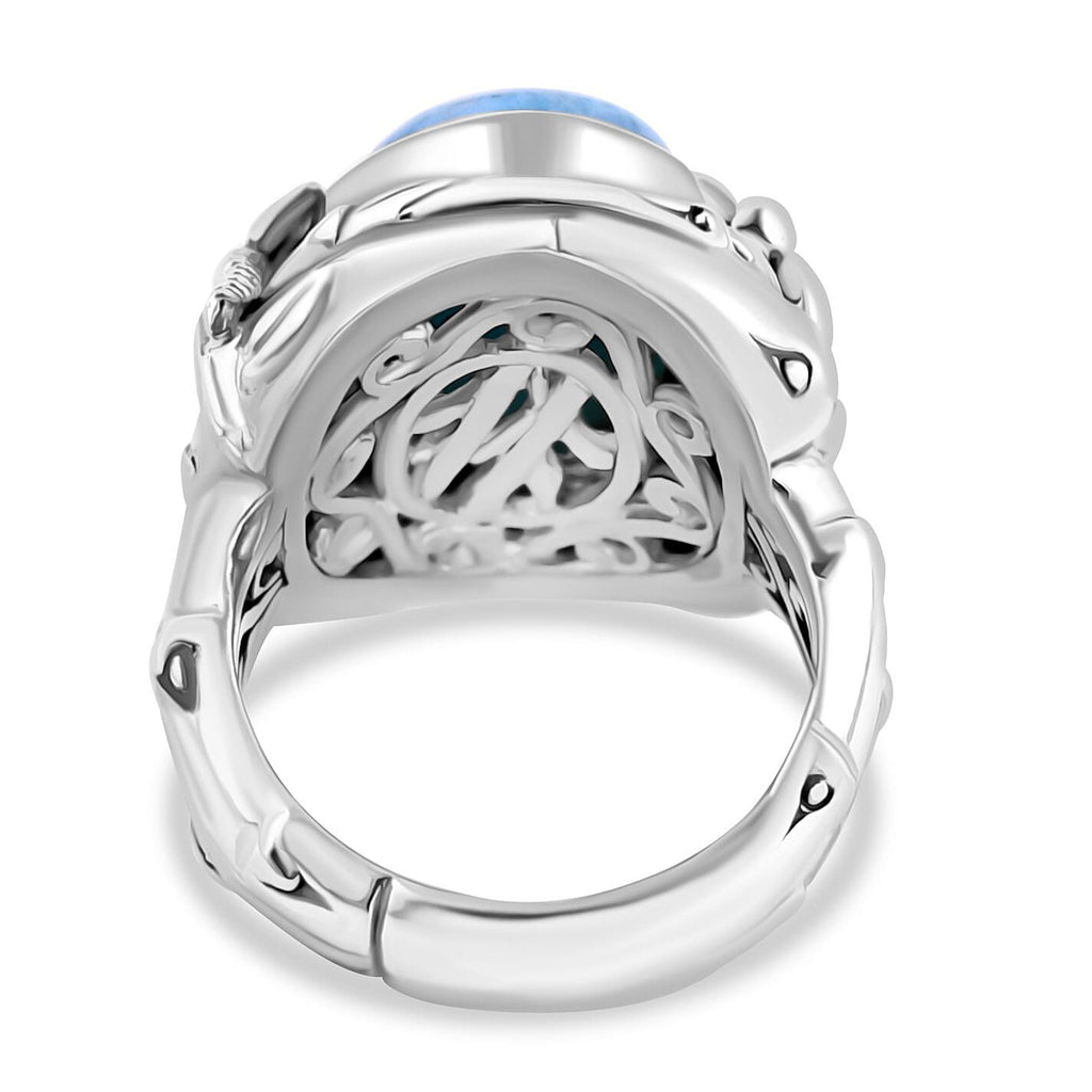 Royal Bali Collection Larimar Solitaire Ring in Sterling Silver 10.13 Ct, Silver Wt. 10.60 Gms.