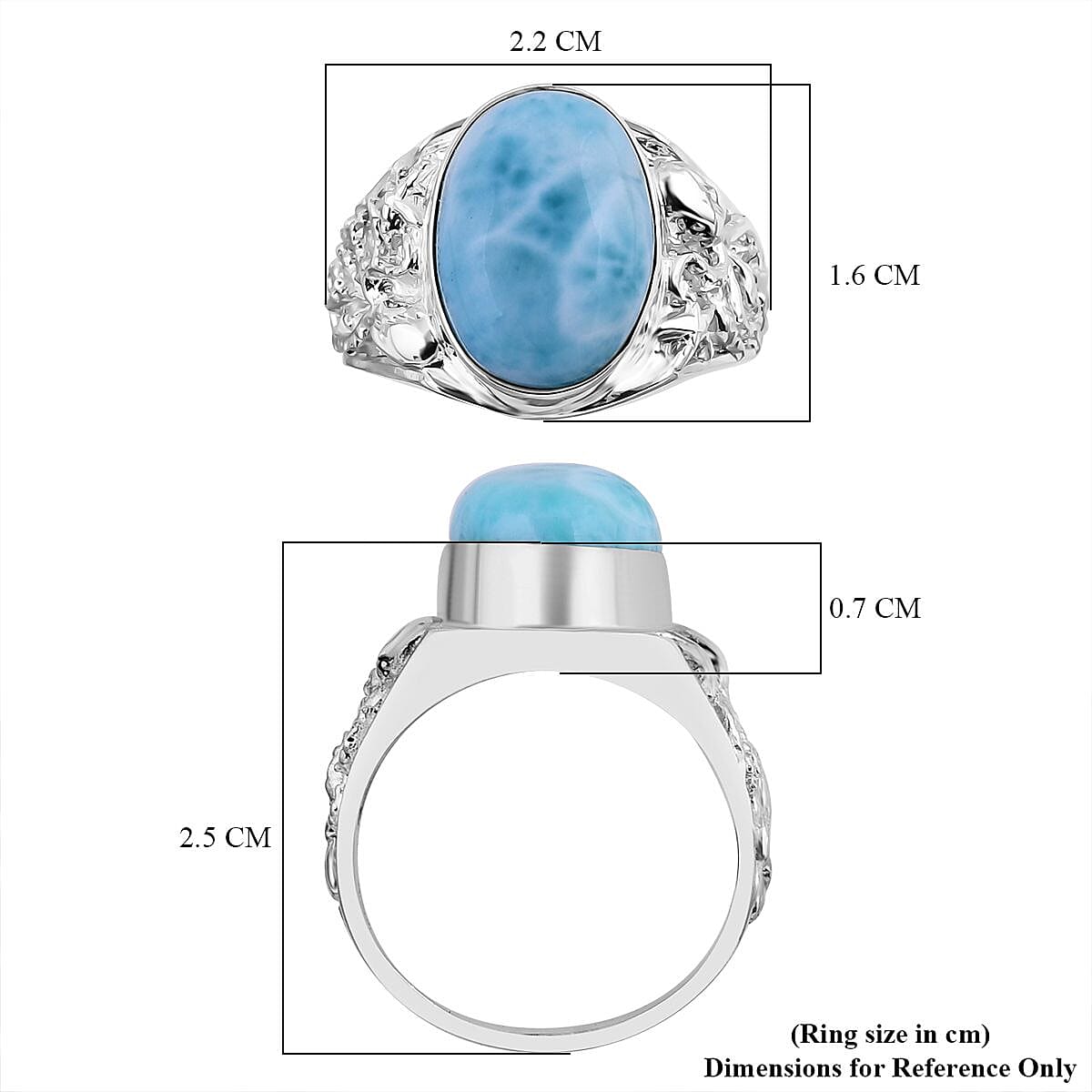 Larimar  Ring  Sterling Silver 6.67 ct,  Silver Wt. 8 Gms  6.670  Ct. 7750346 5