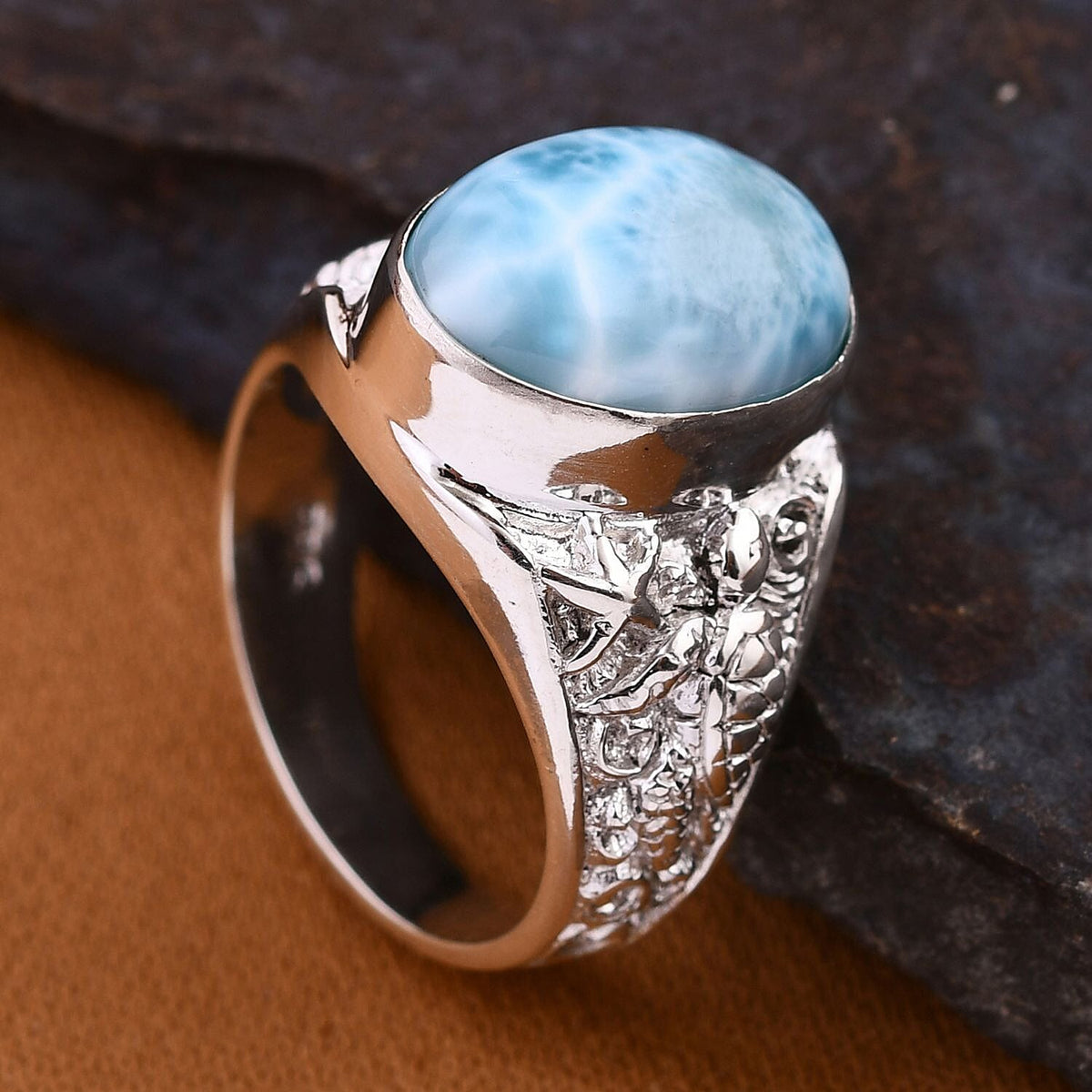 Larimar  Ring  Sterling Silver 6.67 ct,  Silver Wt. 8 Gms  6.670  Ct. 7750377 1