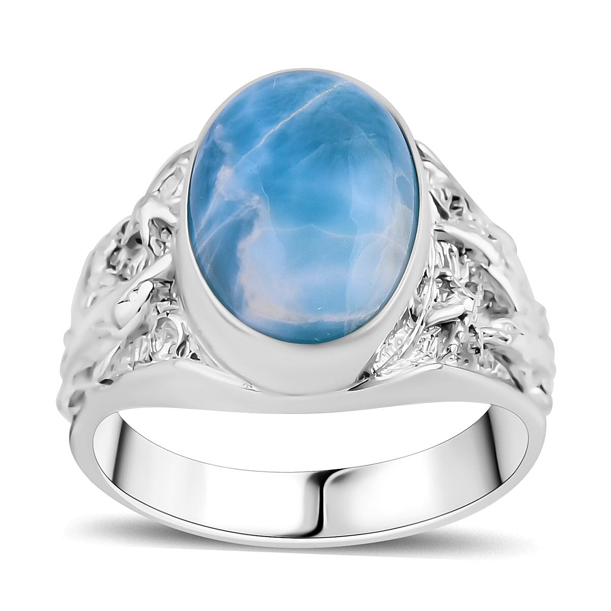 Artisan Crafted Larimar Dolphin Solitaire Ring in Sterling Silver 6.67 Ct, Silver Wt. 5.36 Gms 7750398 0