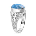 Artisan Crafted Larimar Dolphin Solitaire Ring in Sterling Silver 6.67 Ct, Silver Wt. 5.36 Gms