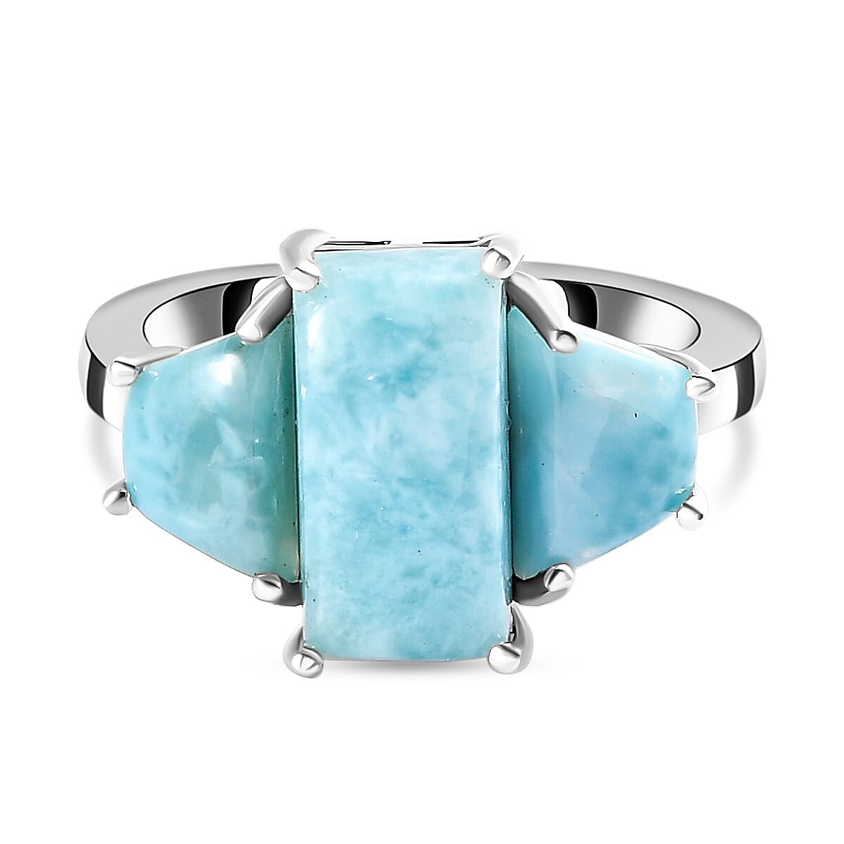 Larimar Ring in Platinum Overlay Sterling Silver 5.63 Ct. 7197184 0