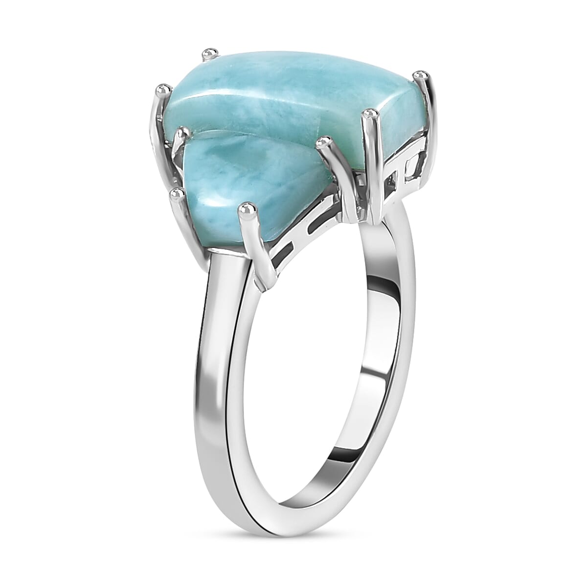 Larimar Ring in Platinum Overlay Sterling Silver 5.63 Ct. 7197184 4