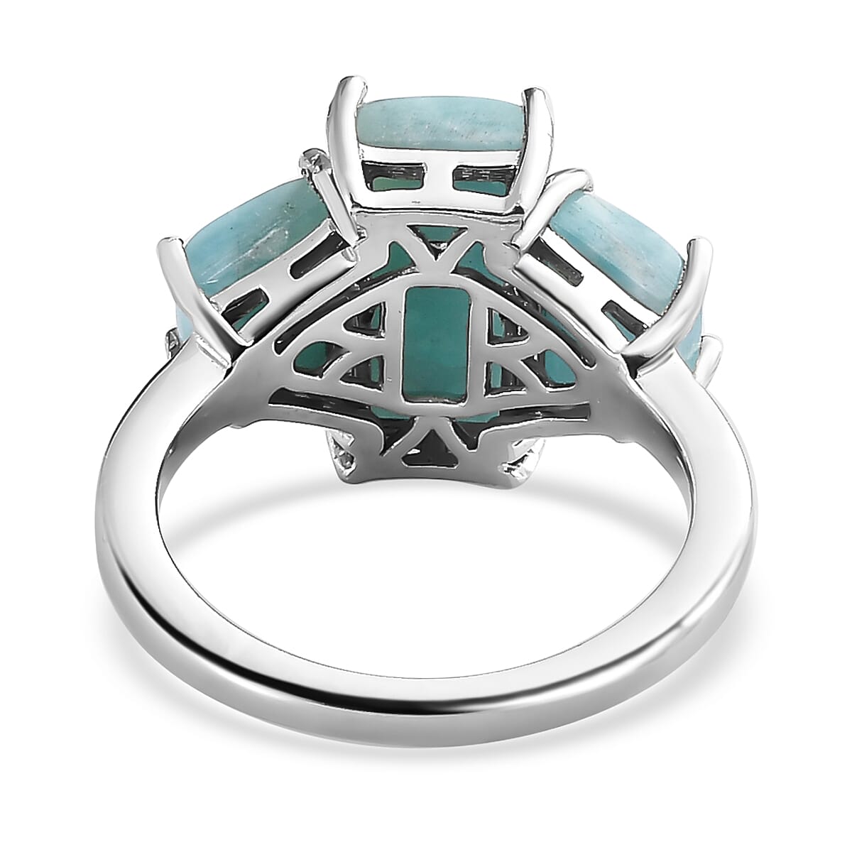 Larimar Ring in Platinum Overlay Sterling Silver 5.63 Ct. 7197184 5