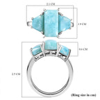 Larimar Ring in Platinum Overlay Sterling Silver 5.63 Ct.