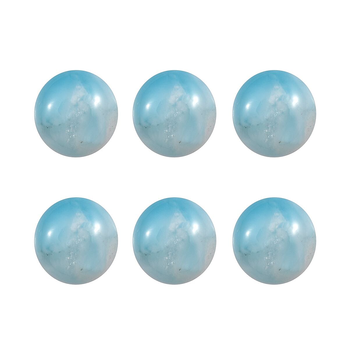 Set of 6 AA Larimar Loose Gemstones in Round Shape (5mm) 3.3 ct. 8025731 0