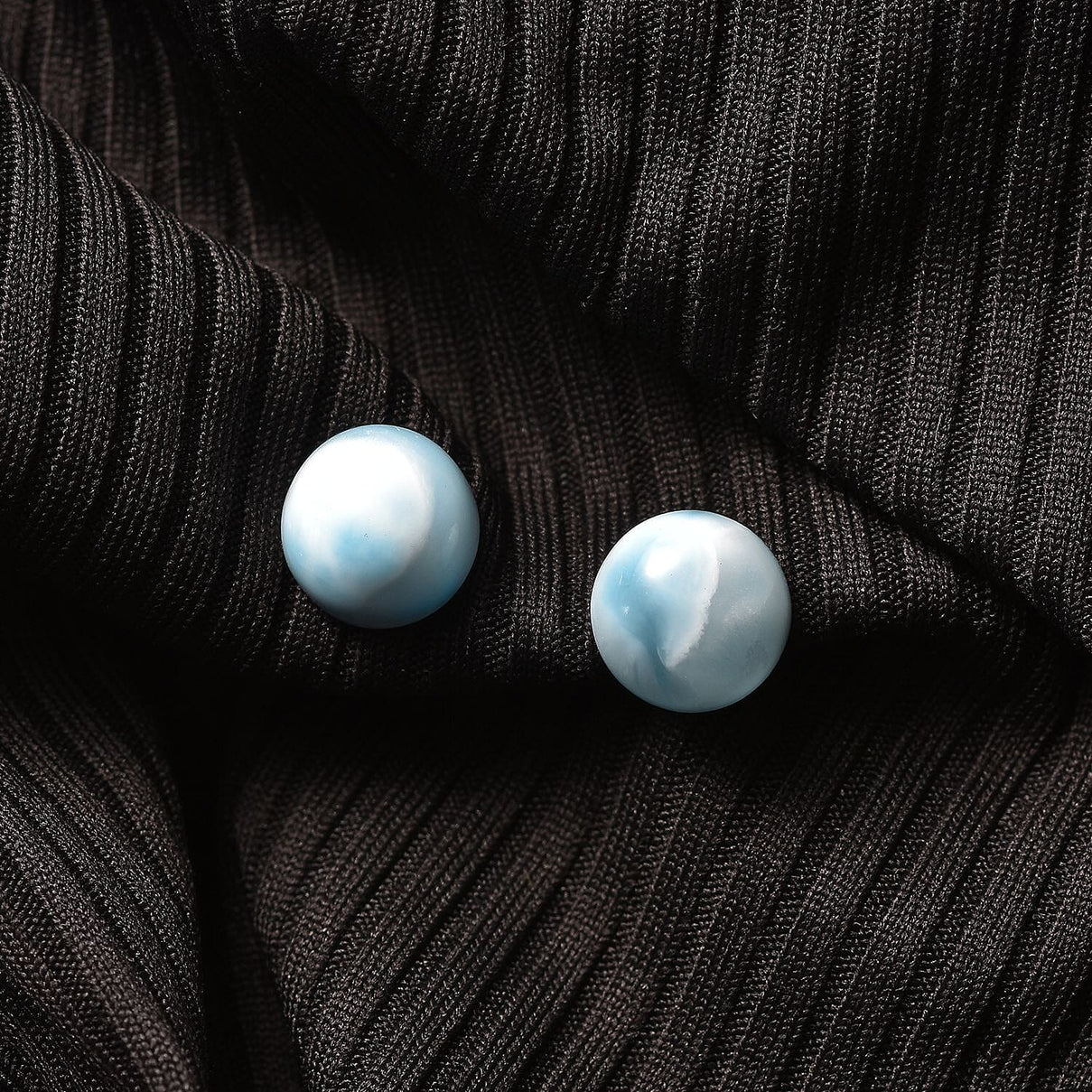 AA Set of 2 Larimar Loose Gemstones in Round Shape (8mm) 4.32 ct. 8025737 1