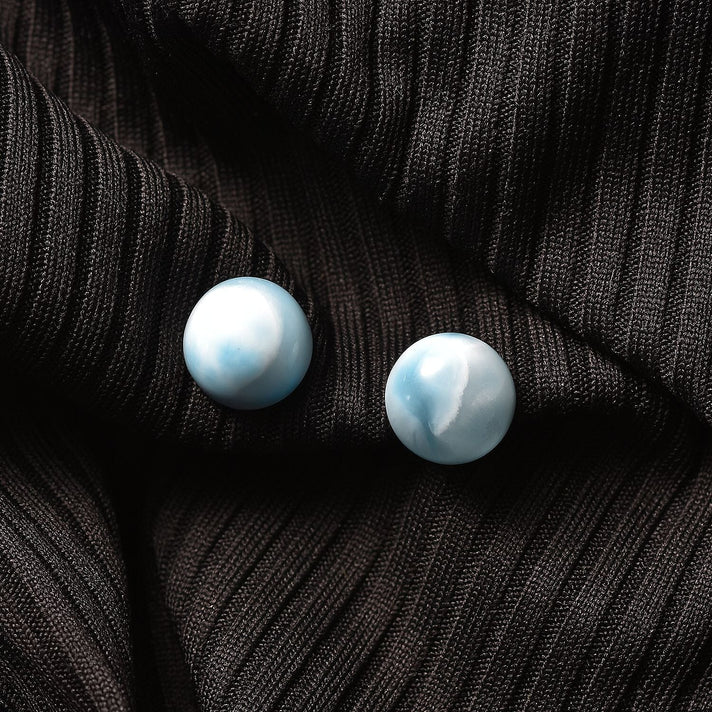AA Set of 2 Larimar Loose Gemstones in Round Shape (8mm) 4.32 ct. 8025737 2
