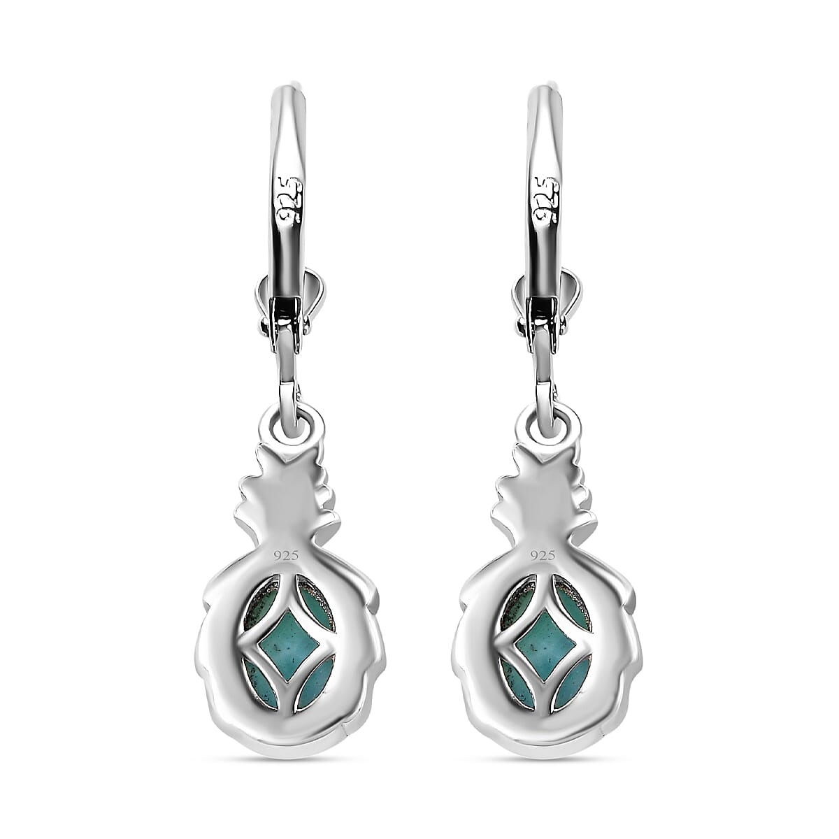 Larimar Solitaire Dangle Earrings in Platinum Overlay Sterling Silver 3.15 Ct. 7601412 5