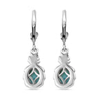 Larimar Solitaire Dangle Earrings in Platinum Overlay Sterling Silver 3.15 Ct.