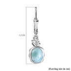 Larimar Solitaire Dangle Earrings in Platinum Overlay Sterling Silver 3.15 Ct.