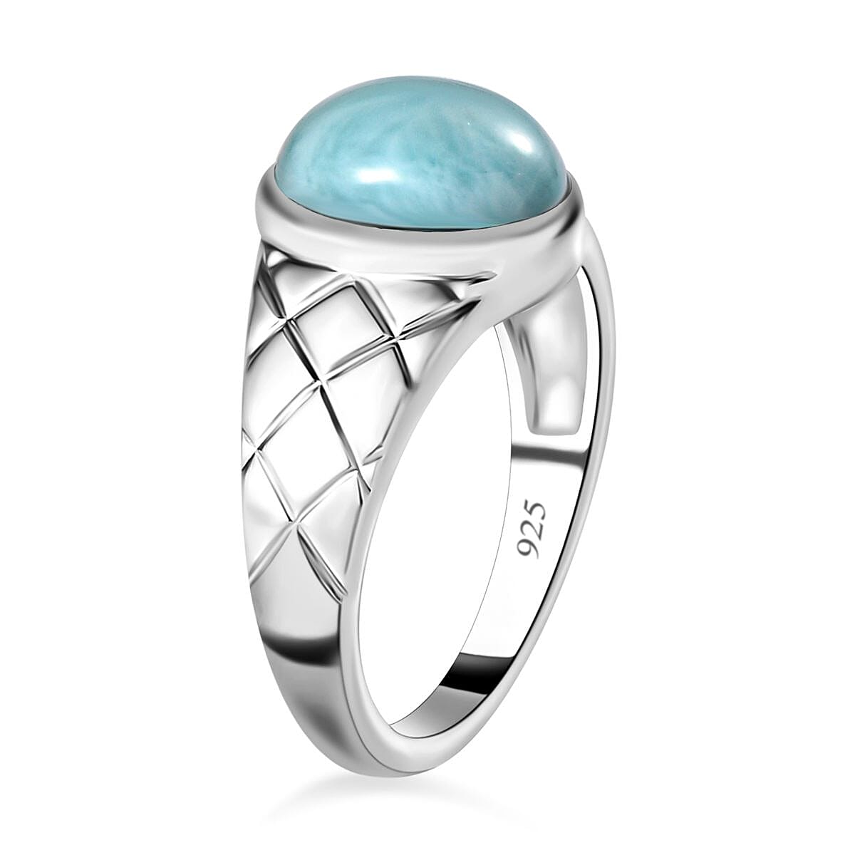 Larimar Solitaire Ring in Platinum Overlay Sterling Silver 3.17 Ct. 7601717 3
