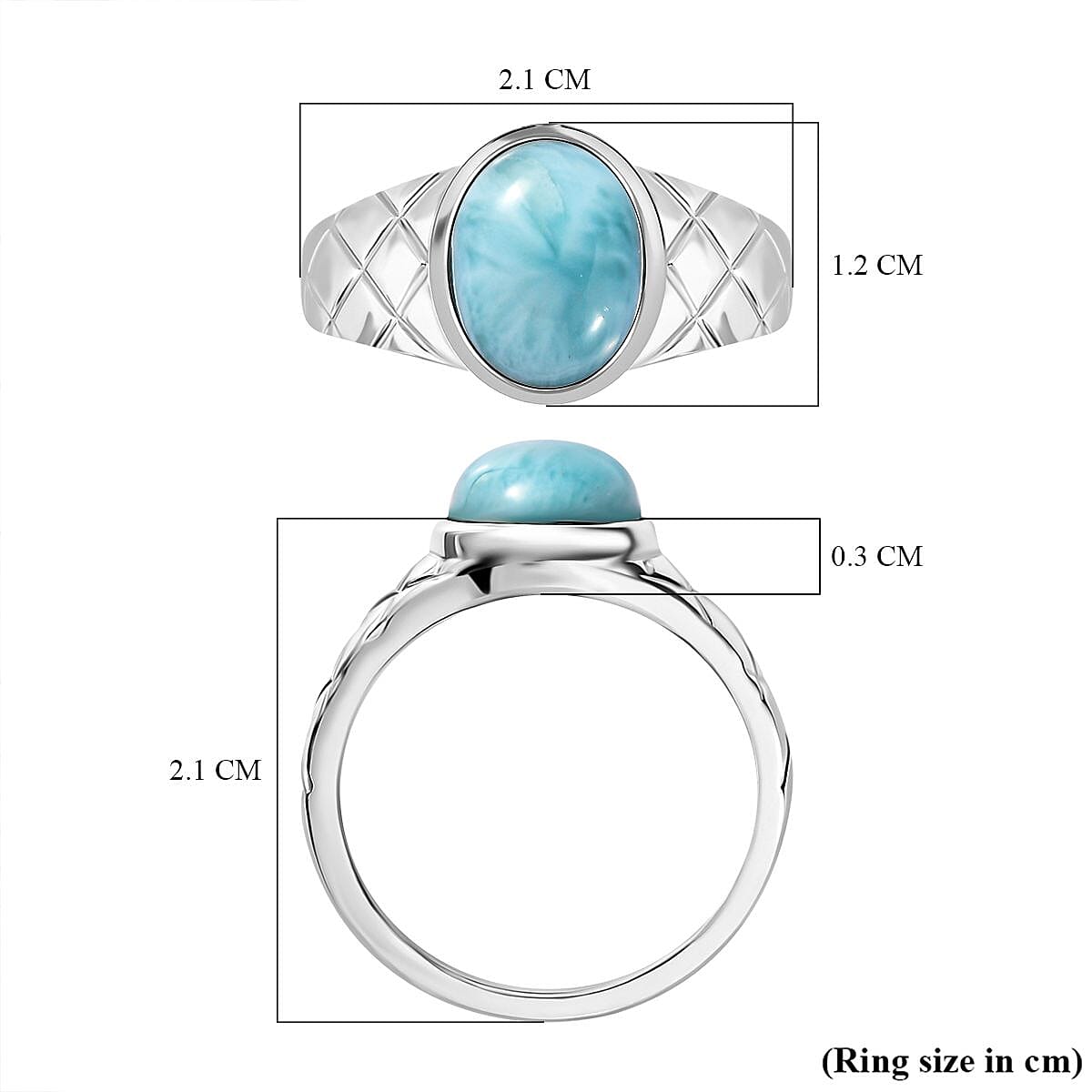 Larimar Solitaire Ring in Platinum Overlay Sterling Silver 3.17 Ct. 7601717 5