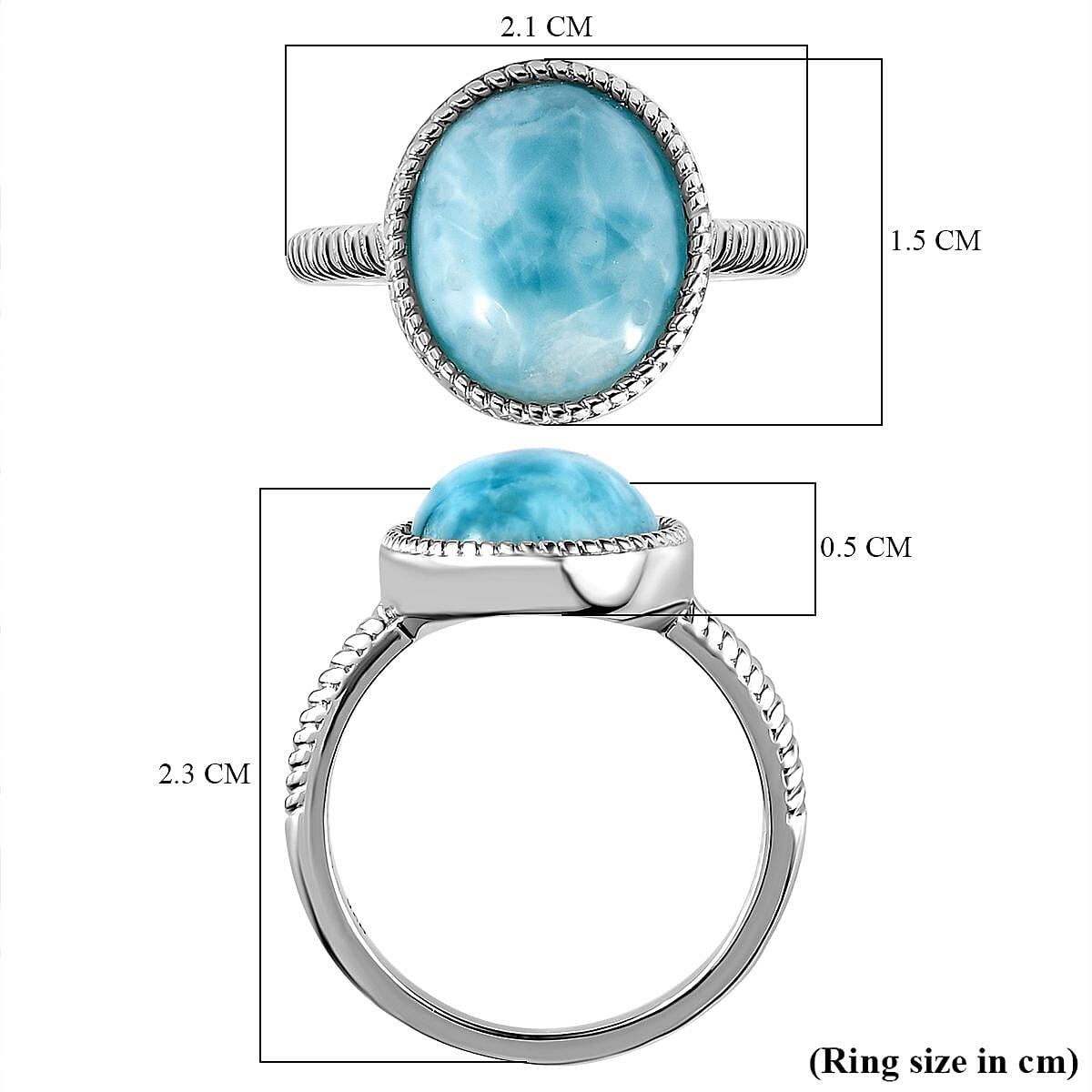 Larimar Solitaire Ring in Platinum Overlay Sterling Silver 5.44 Ct. V32710731 6