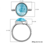 Larimar Solitaire Ring in Platinum Overlay Sterling Silver 5.44 Ct.