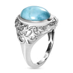 Larimar Solitaire Ring in Platinum Overlay Sterling Silver 6.30 Ct.