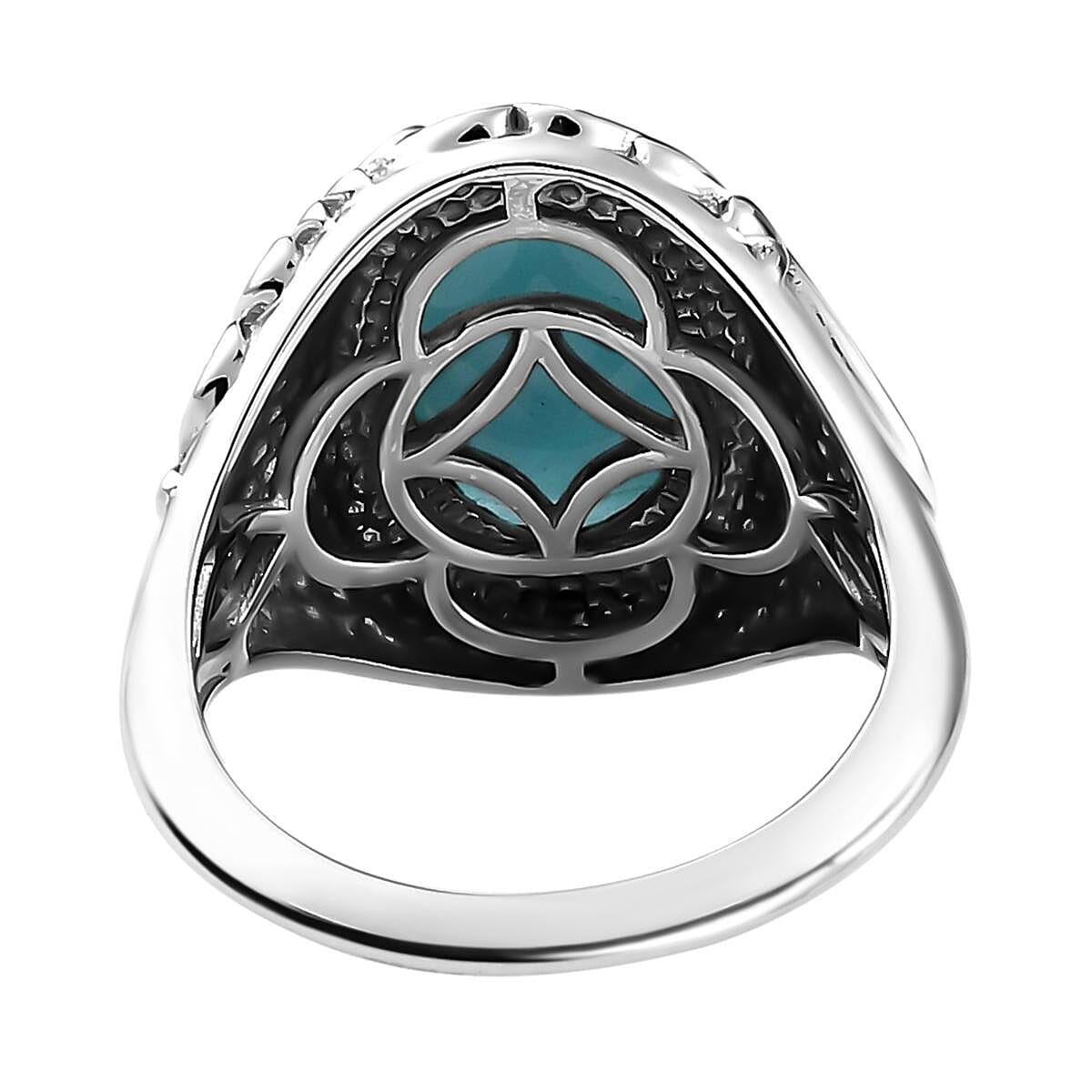 Larimar Solitaire Ring in Platinum Overlay Sterling Silver 6.30 Ct. 7169510 5