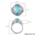 Larimar Solitaire Ring in Platinum Overlay Sterling Silver 6.30 Ct.