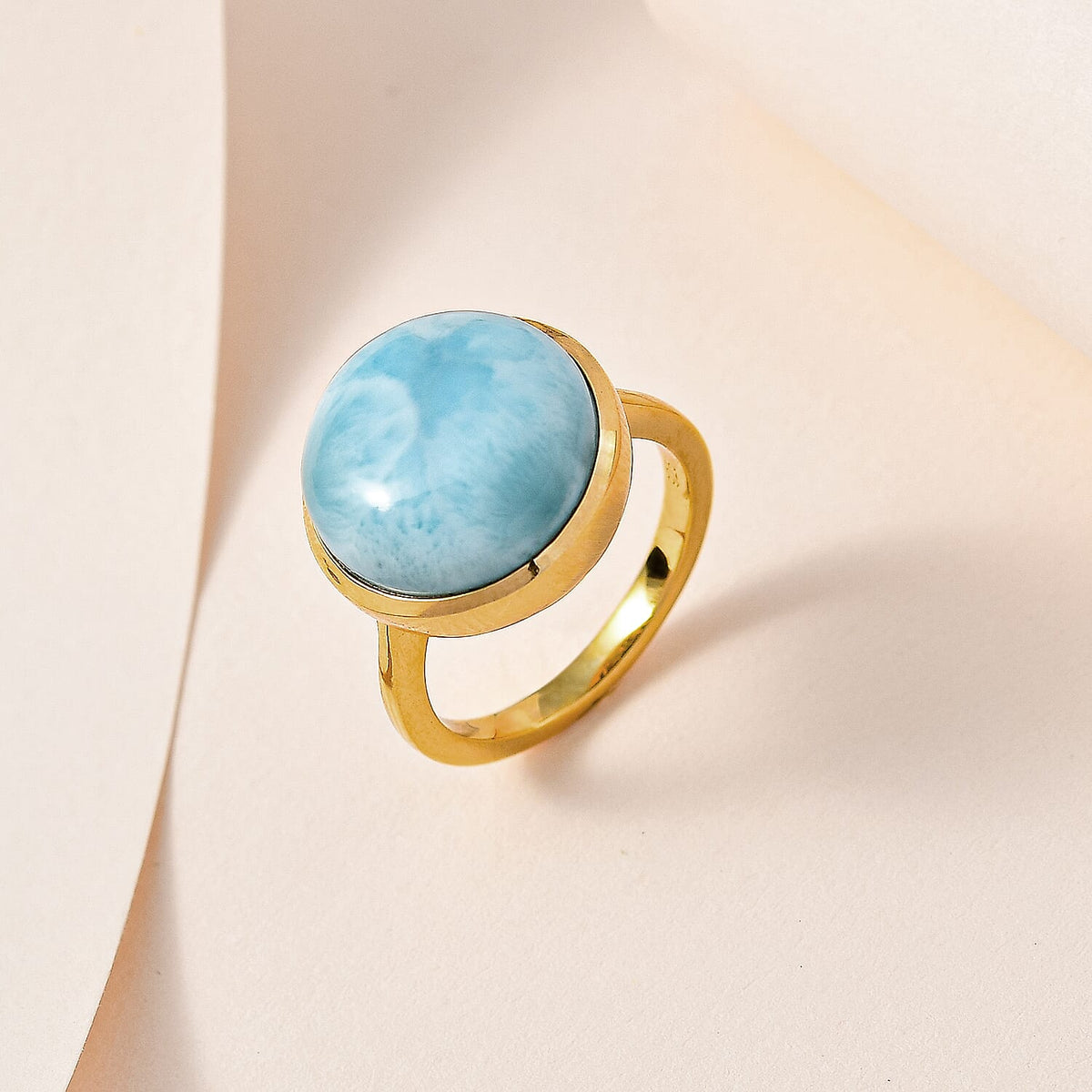 Larimar Solitaire Ring in 18K Vermeil Yellow Gold Plated Sterling Silver 7711587 1