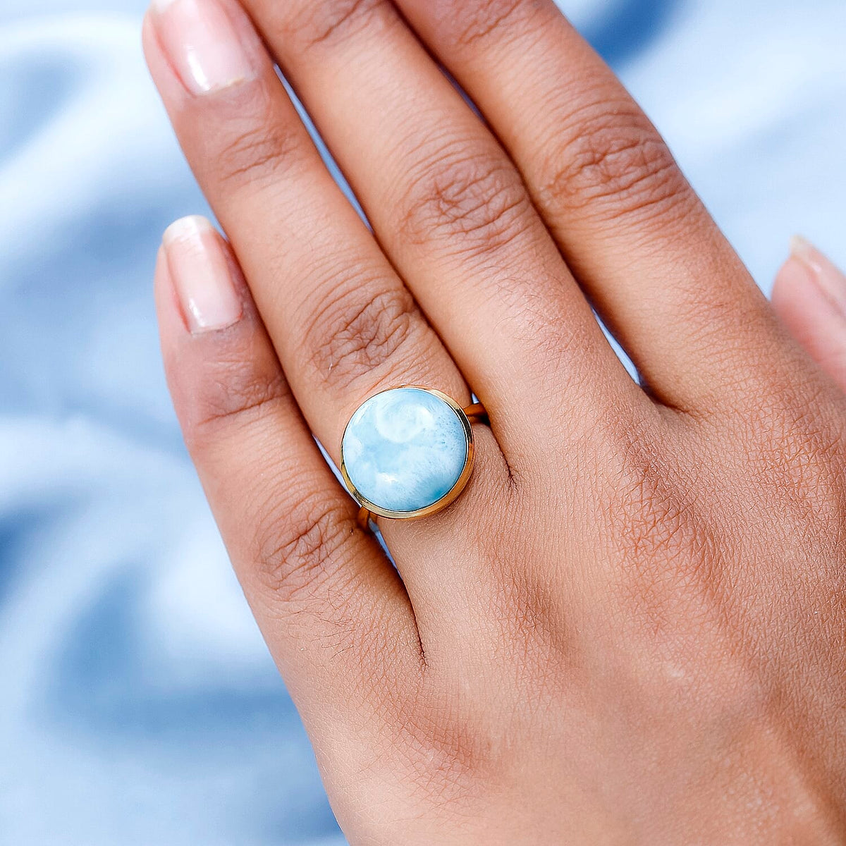 Larimar Solitaire Ring in 18K Vermeil Yellow Gold Plated Sterling Silver 7711587 2