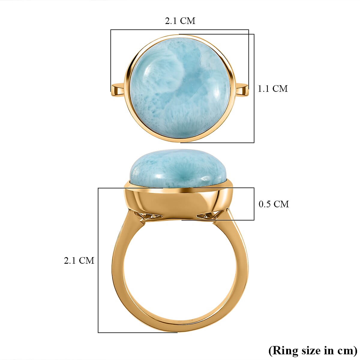 Larimar Solitaire Ring in 18K Vermeil Yellow Gold Plated Sterling Silver 7711587 5